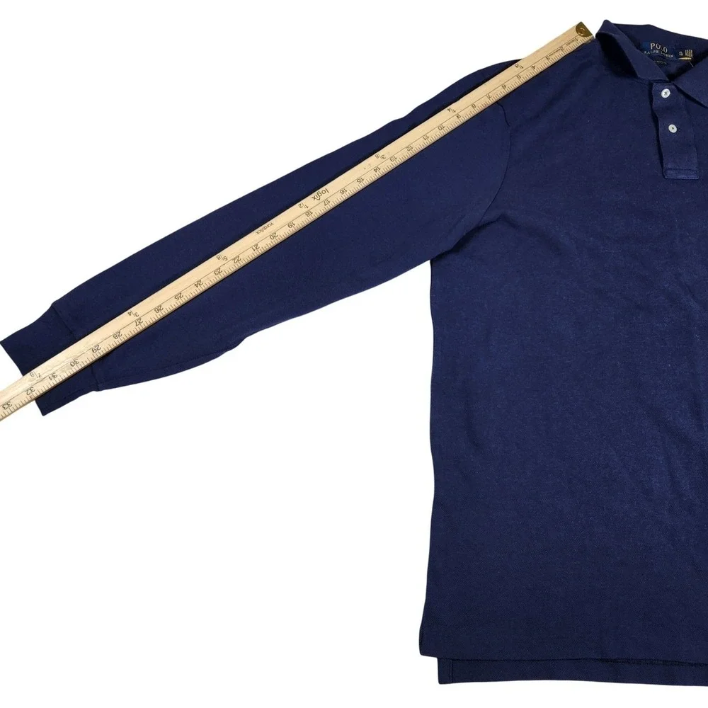 NWT Polo Ralph Lauren Mens Long Sleeve Polo Shirt Navy Blue Red Pony Mesh 2XL‎